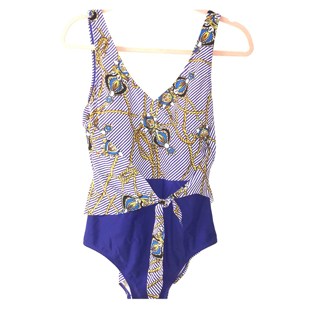 Nautical print one-piece swimsuit